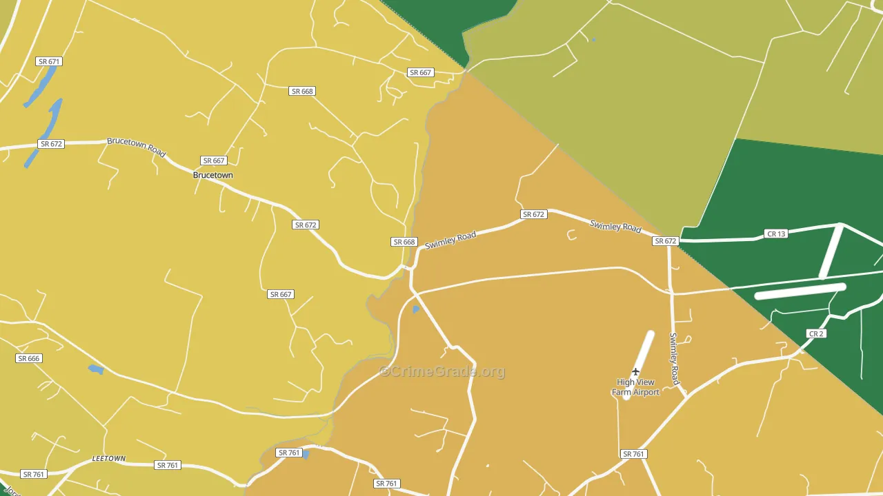 Wadesville, VA Map of Robbery Rates