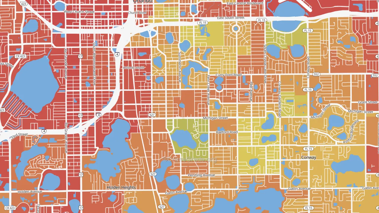 Wadeview Park, Orlando, FL Map of Robbery Rates