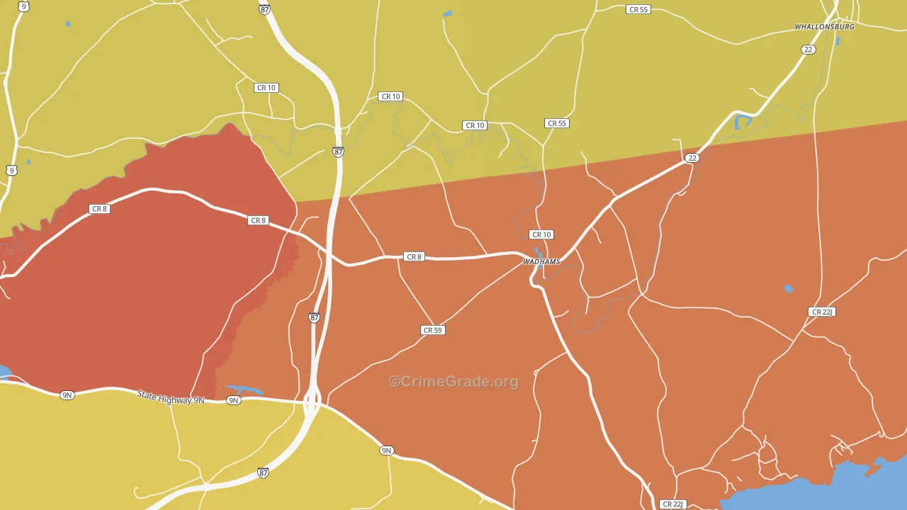 Wadhams, NY Map of Robbery Rates