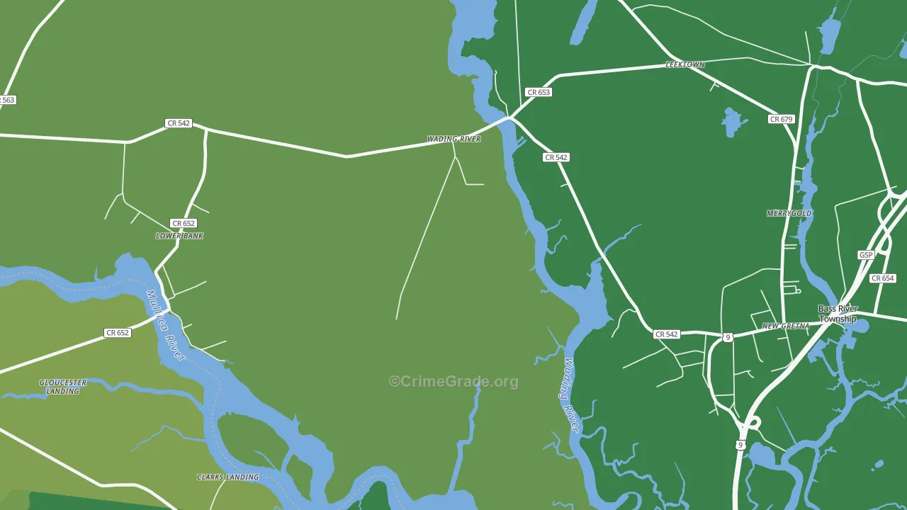 Wading River, NJ Map of Robbery Rates