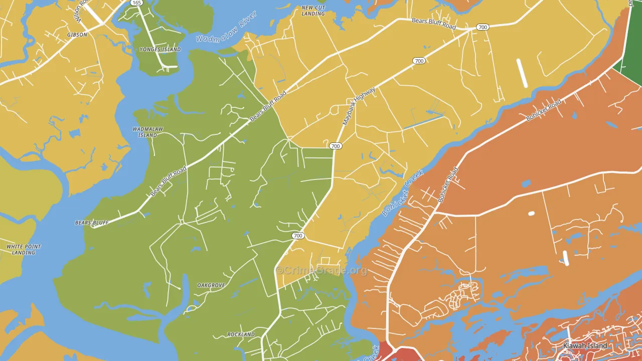 Wadmalaw Island, SC Map of Robbery Rates