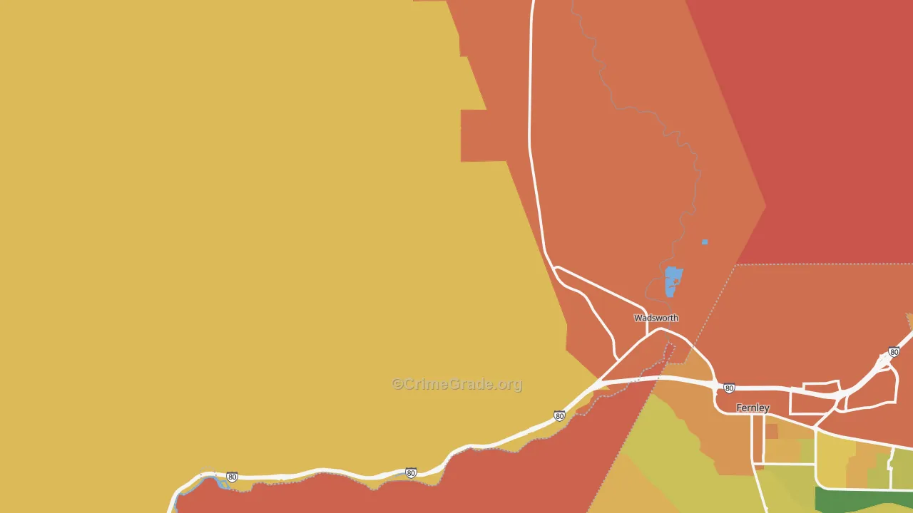 Wadsworth, NV Map of Robbery Rates