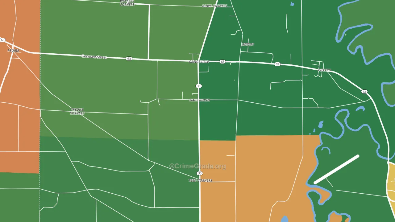 Wadsworth, NY Map of Robbery Rates