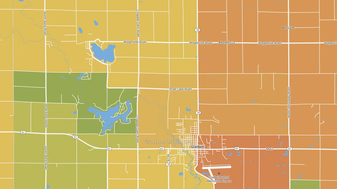 Wagarville, MI Map of Robbery Rates