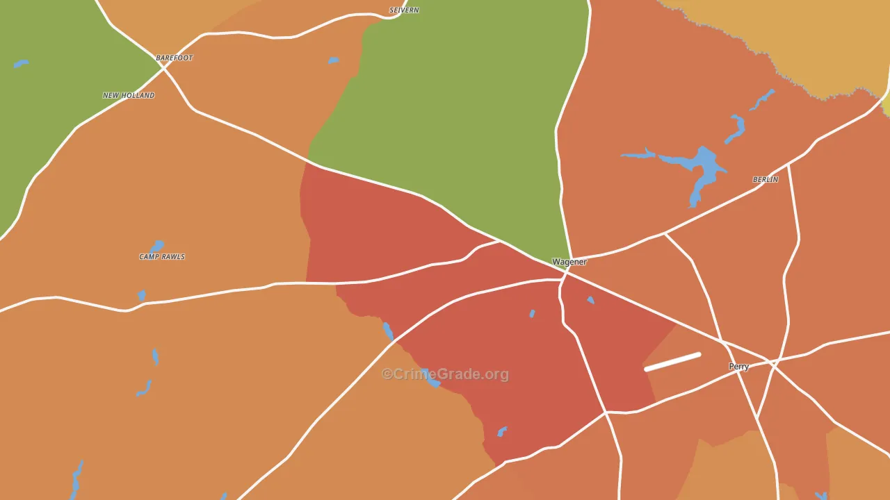 Wagener, SC Map of Robbery Rates