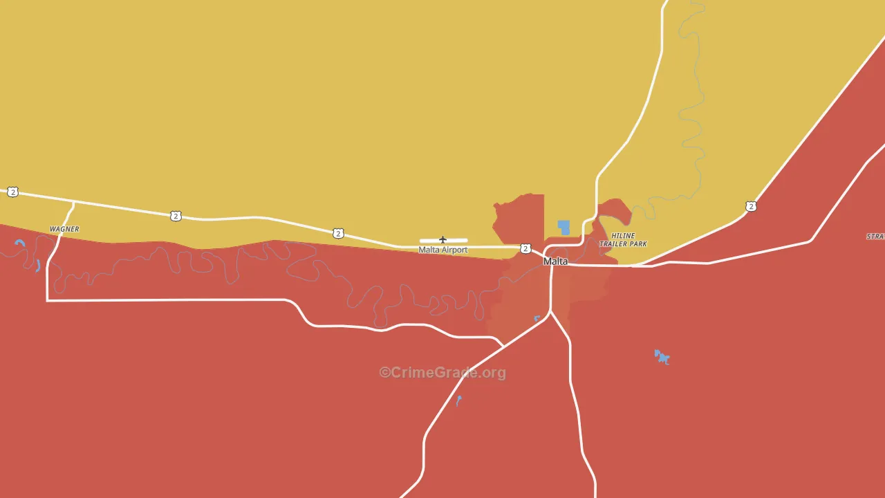 Wagner, MT Map of Robbery Rates