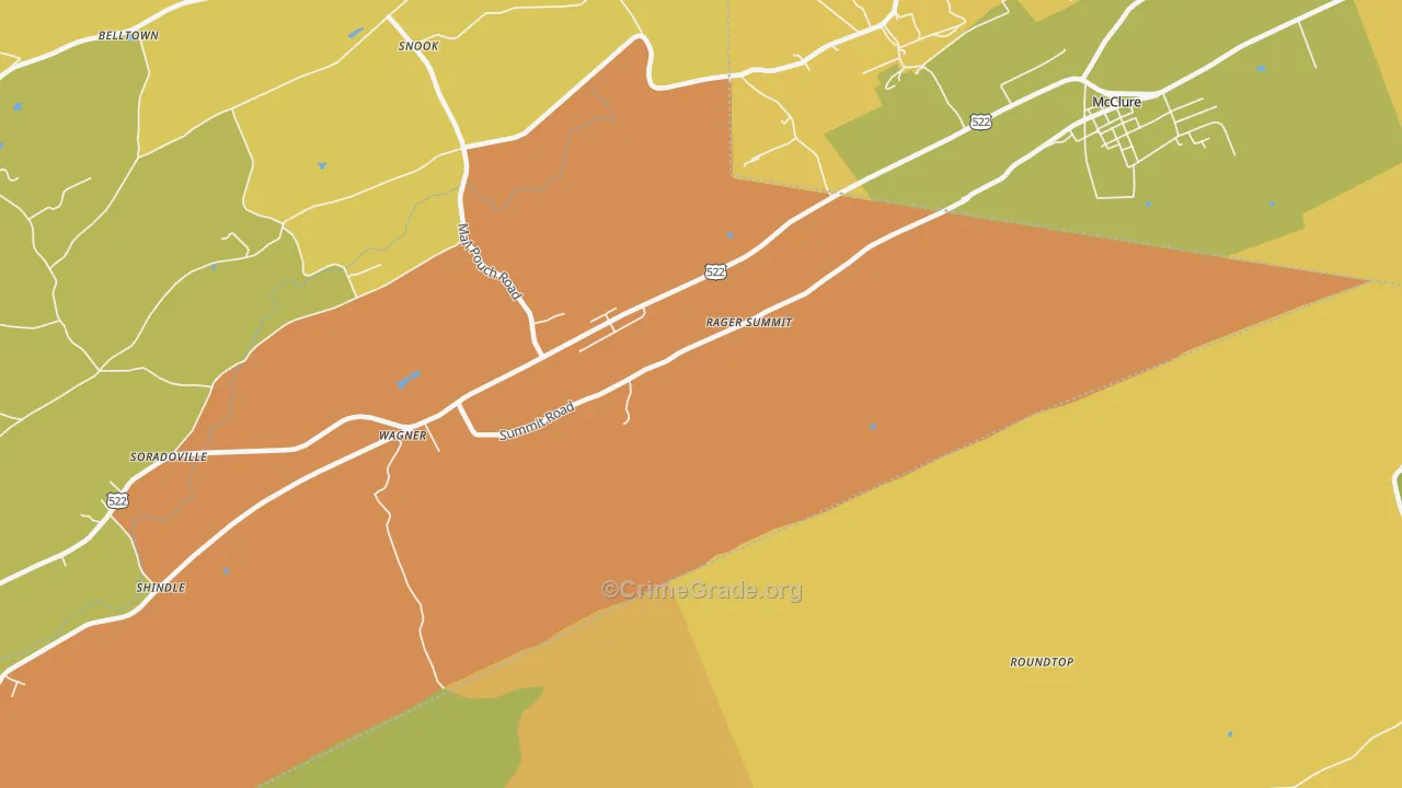 Wagner, PA Map of Robbery Rates