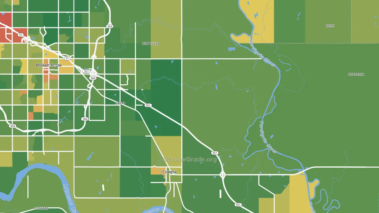 Wagoner County, OK Map of Robbery Rates