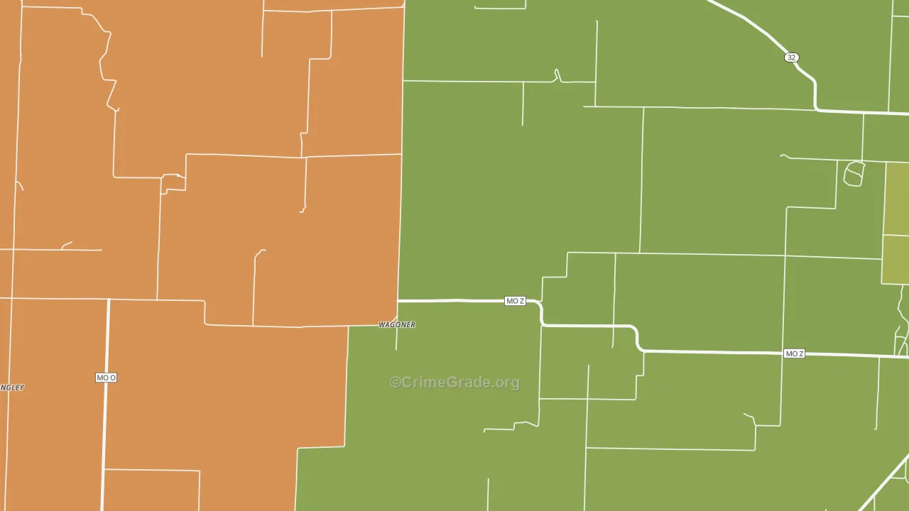 Wagoner, MO Map of Robbery Rates