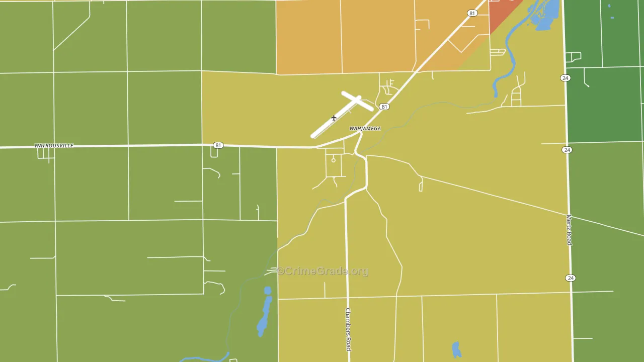 Wahjamega, MI Map of Robbery Rates