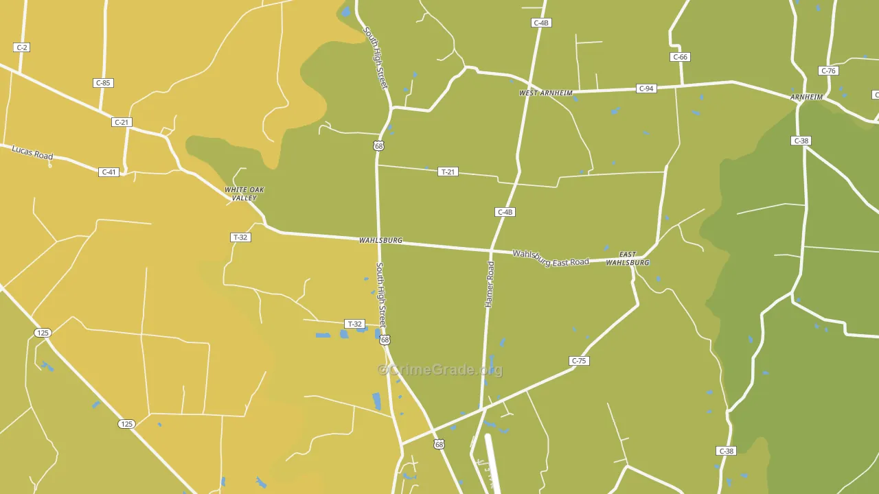 Wahlsburg, OH Map of Robbery Rates