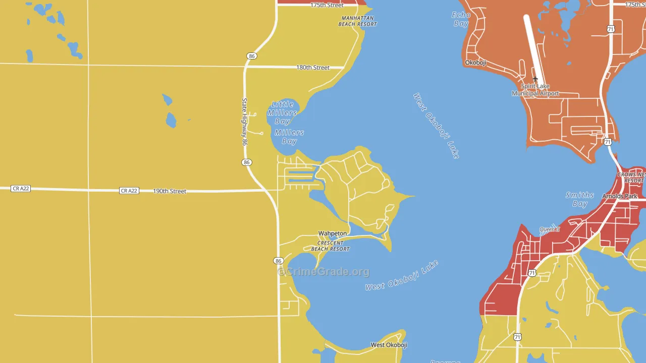 Wahpeton, IA Map of Robbery Rates