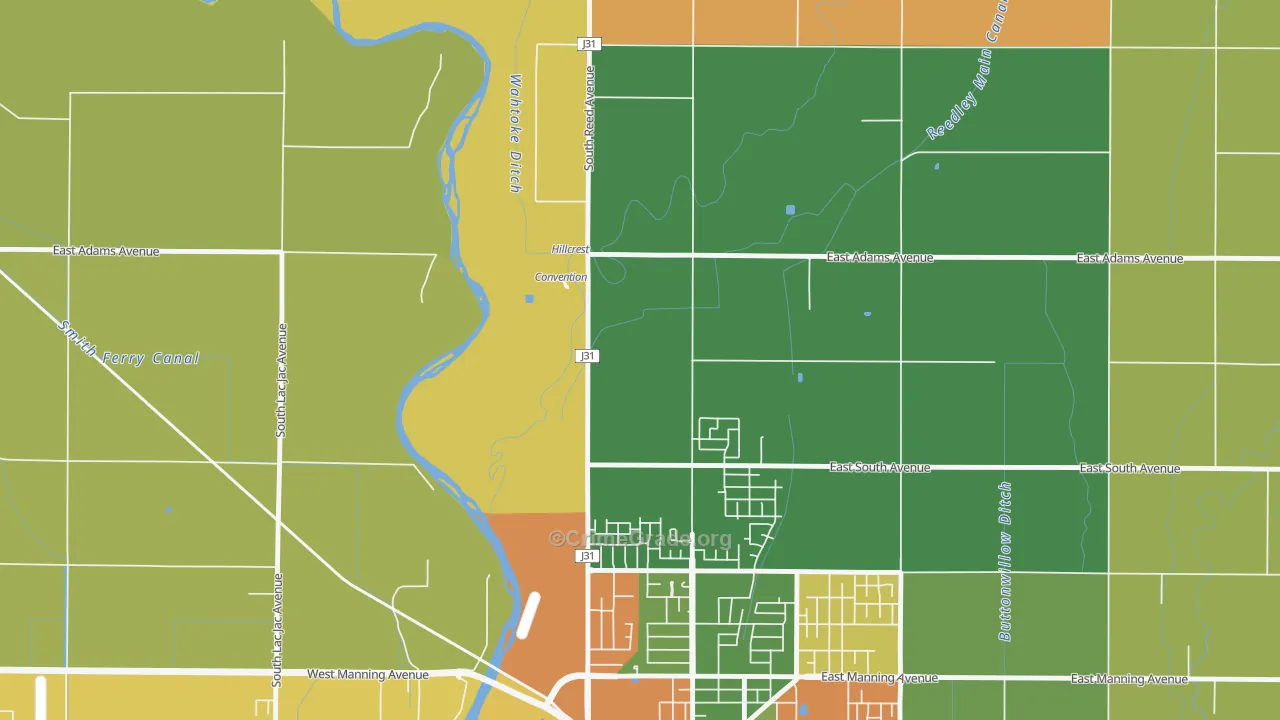 Wahtoke, CA Map of Robbery Rates