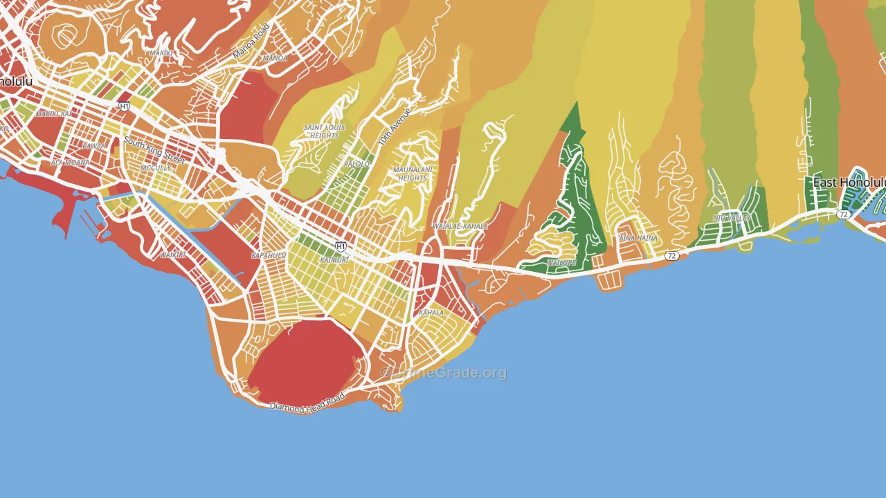 Waialae-Kahala, Honolulu, HI Map of Robbery Rates