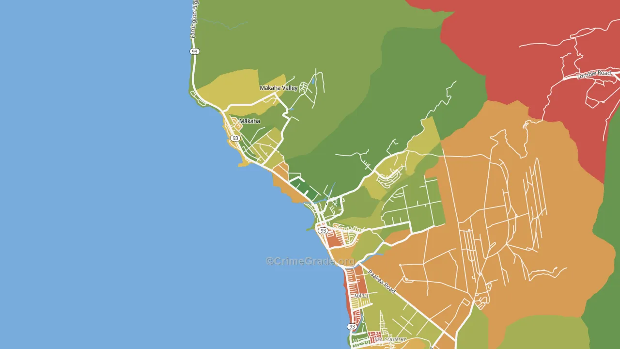 Waianae, HI Map of Robbery Rates
