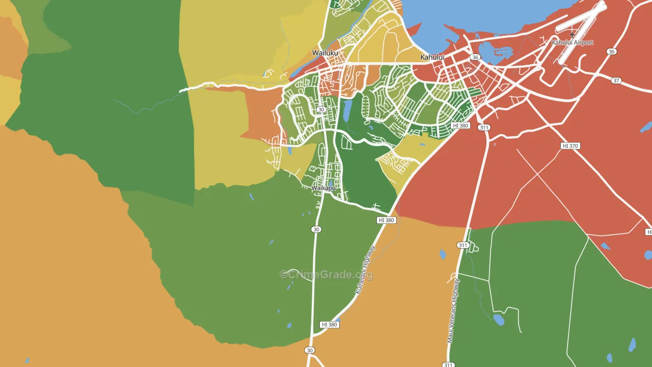 Waikapu, HI Map of Robbery Rates
