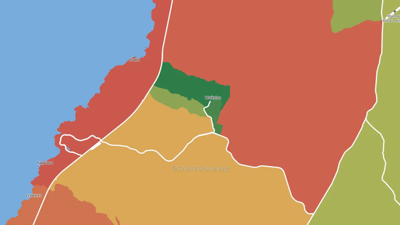 Waikoloa, HI Map of Robbery Rates