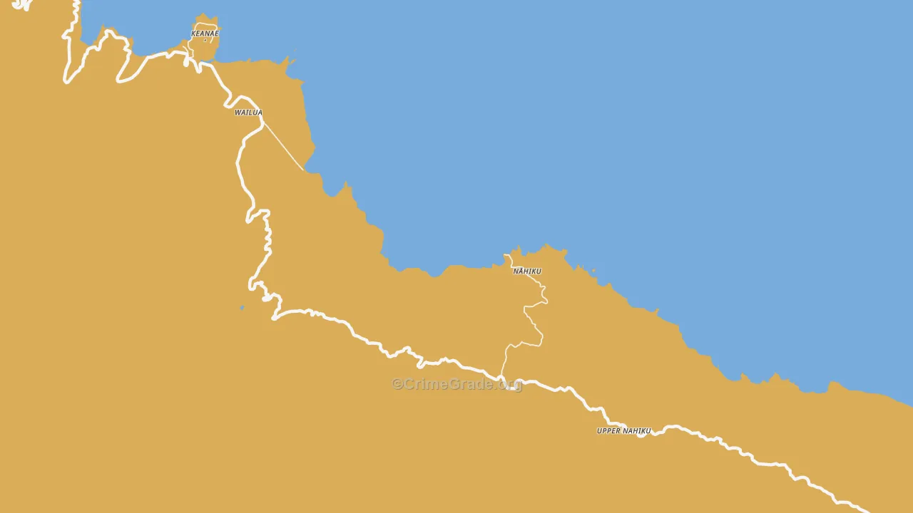 Wailua, HI Map of Robbery Rates
