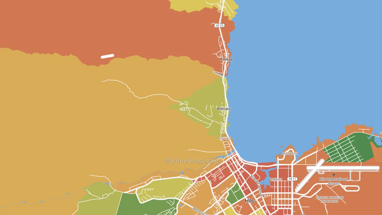 Wainaku, HI Map of Robbery Rates