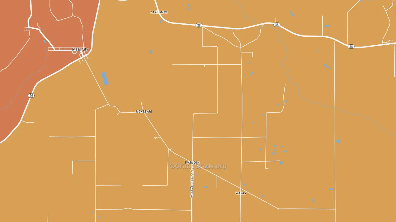 Wainola, MI Map of Robbery Rates