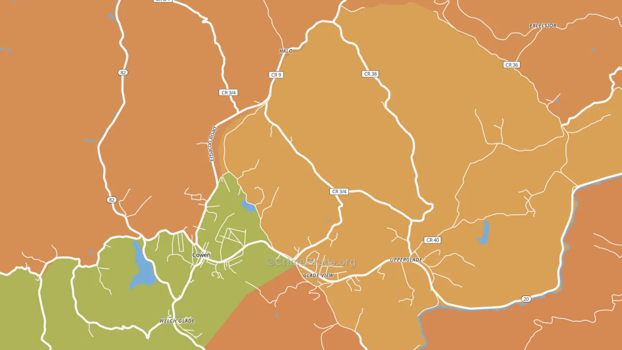 Wainville, WV Map of Robbery Rates