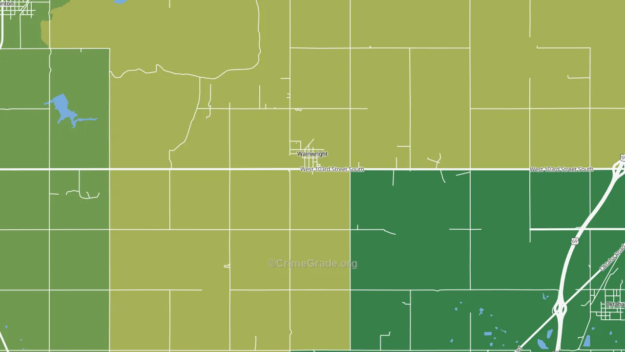 Wainwright, OK Map of Robbery Rates