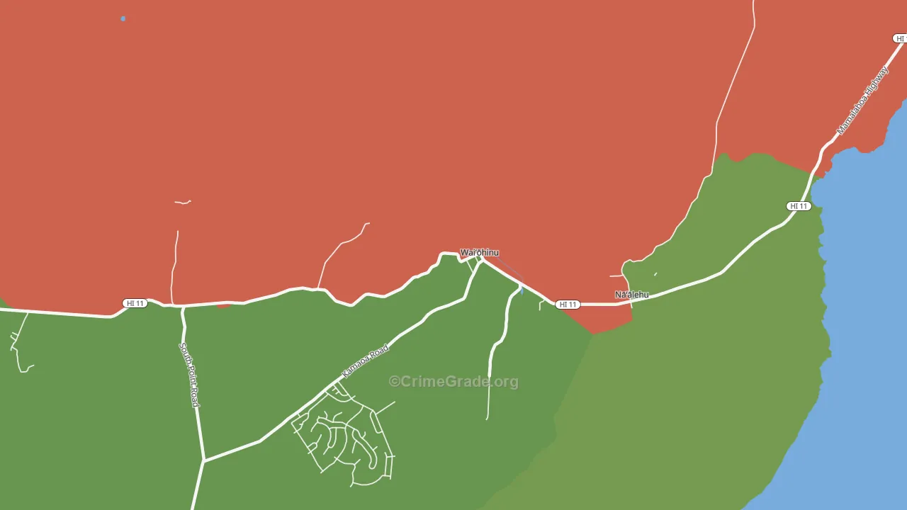 Waiohinu, HI Map of Robbery Rates
