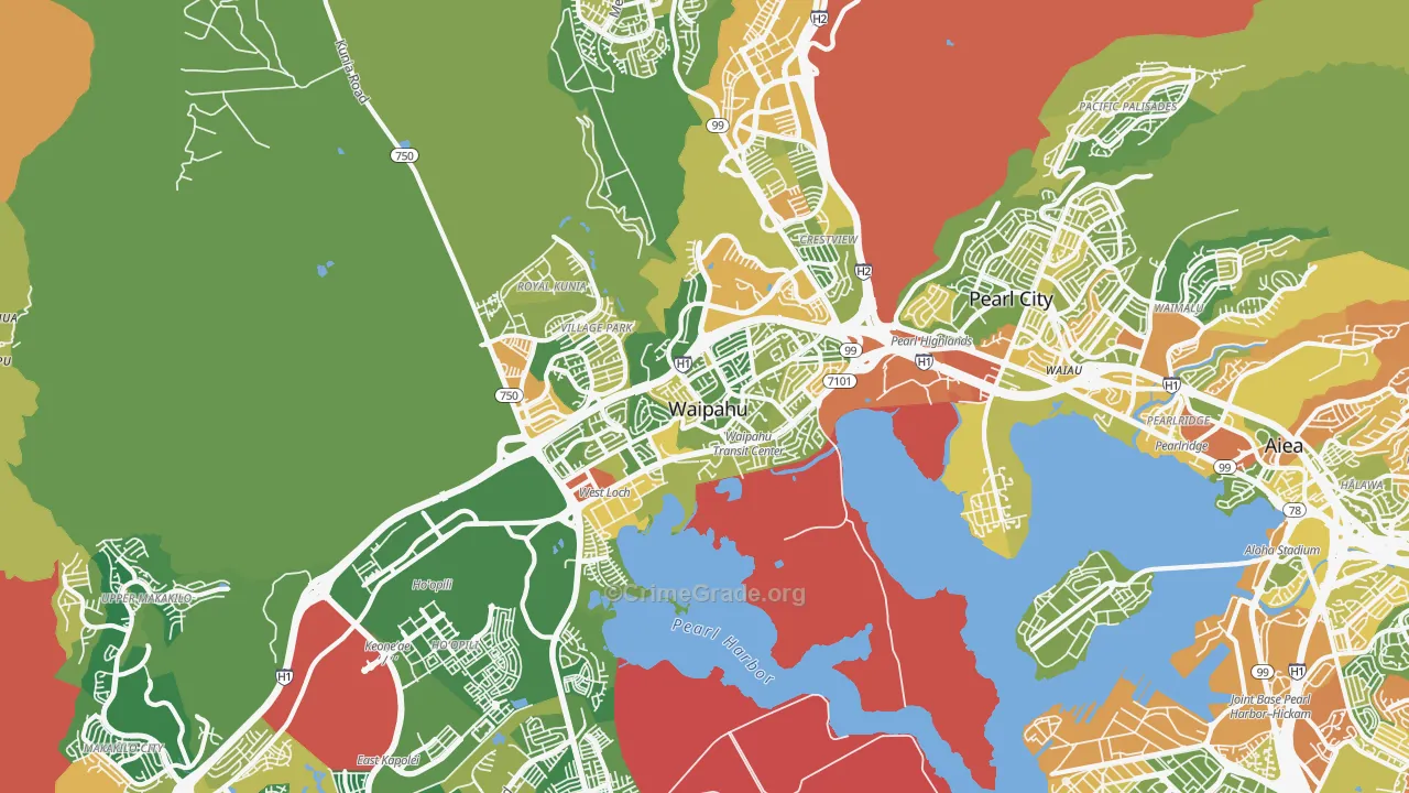 Waipahu, HI Map of Robbery Rates