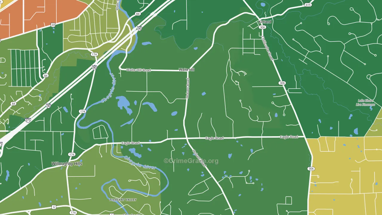 Waite Hill, OH Map of Robbery Rates