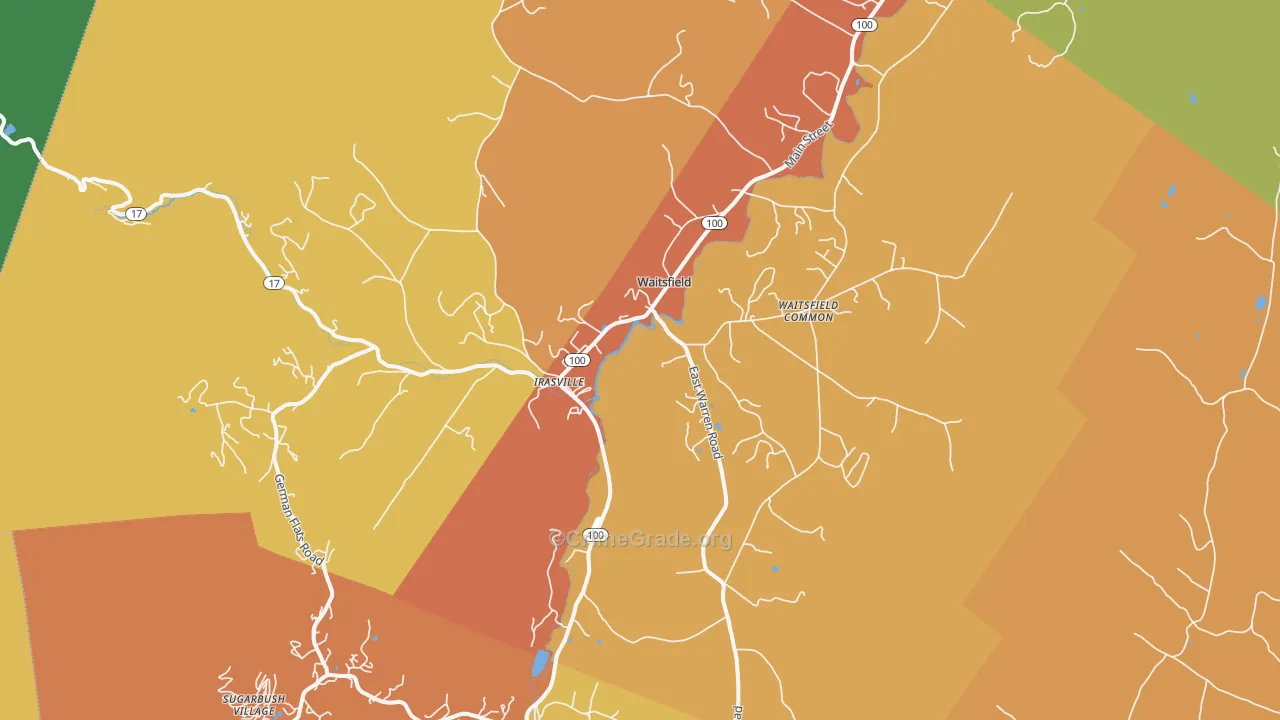 Waitsfield, VT Map of Robbery Rates