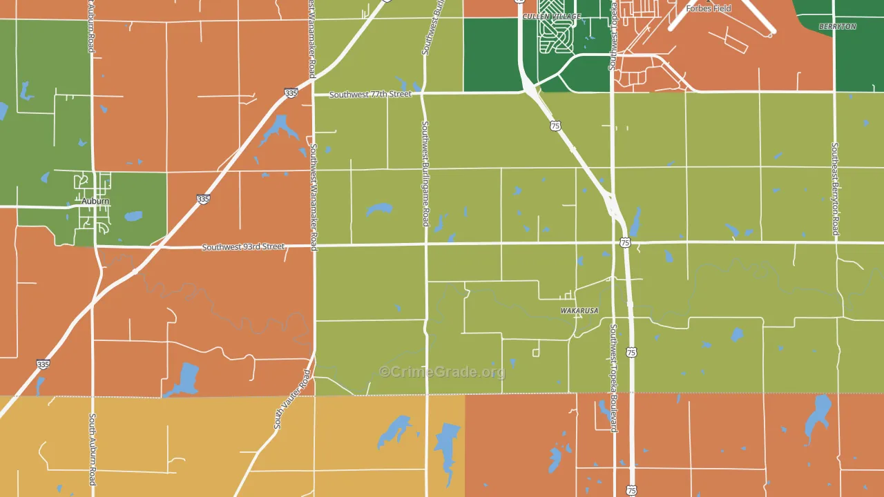 Wakarusa, KS Map of Robbery Rates