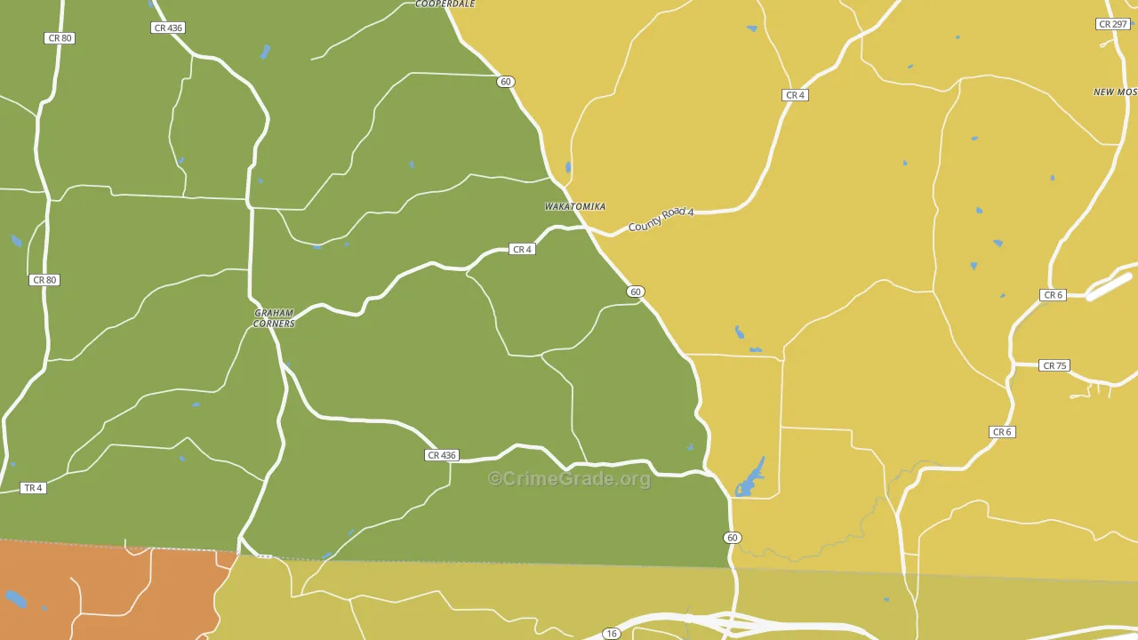 Wakatomika, OH Map of Robbery Rates
