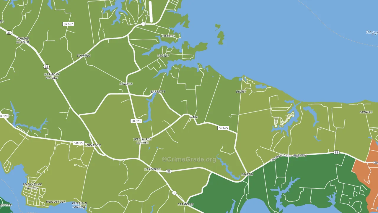 Wake, VA Map of Robbery Rates