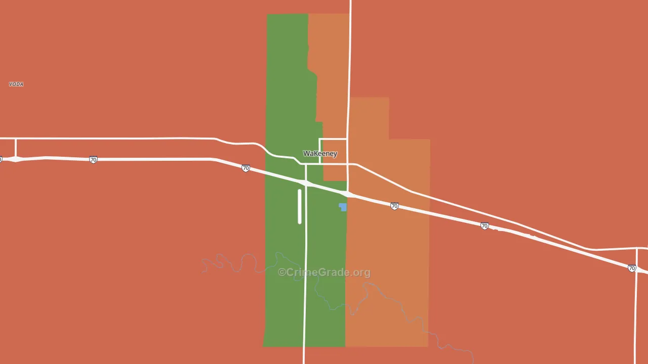 Wakeeney, KS Map of Robbery Rates