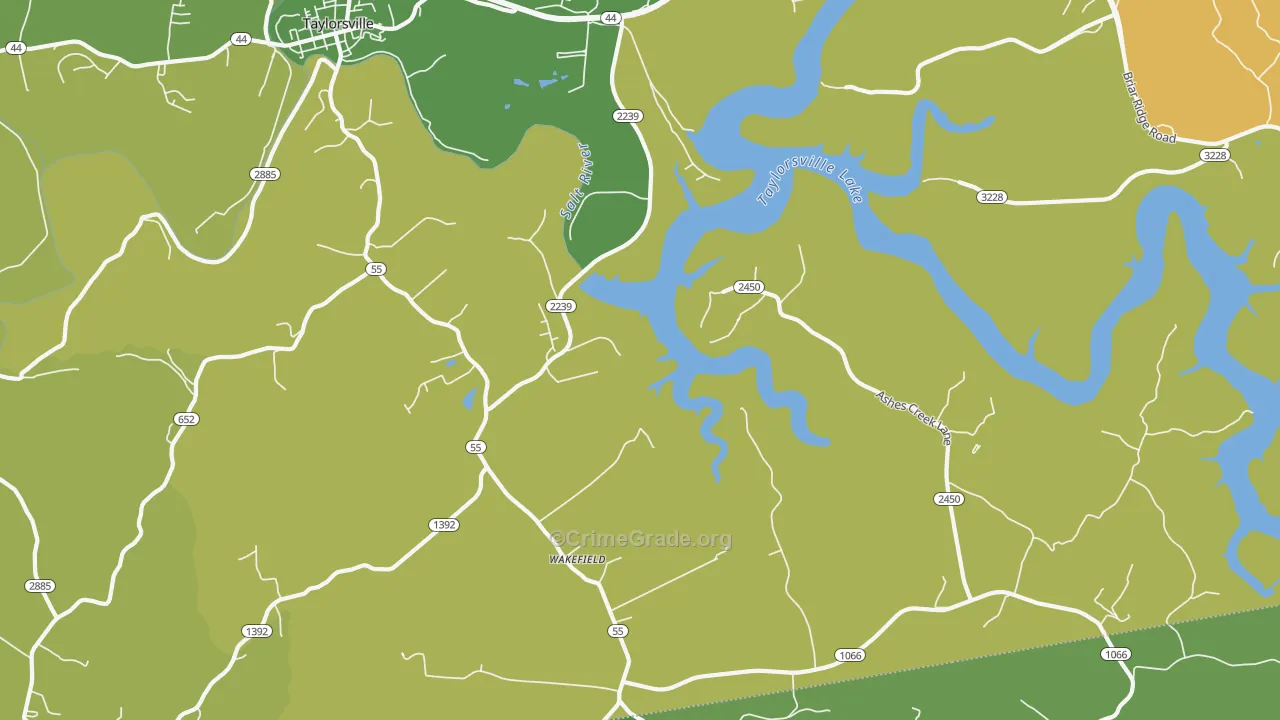 Wakefield, KY Map of Robbery Rates