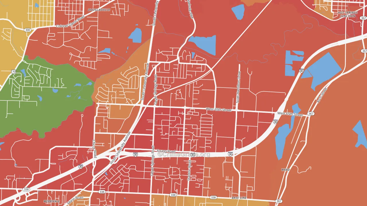 Wakefield, Little Rock, AR Map of Robbery Rates