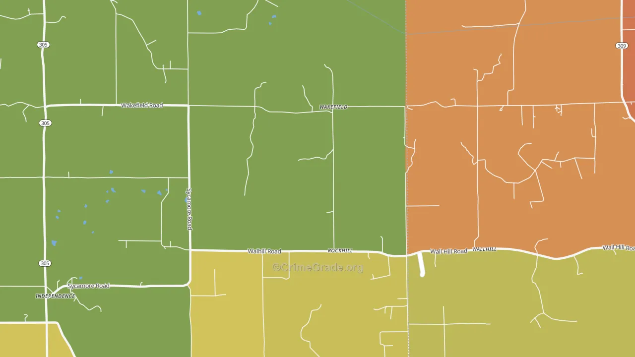Wakefield, MS Map of Robbery Rates