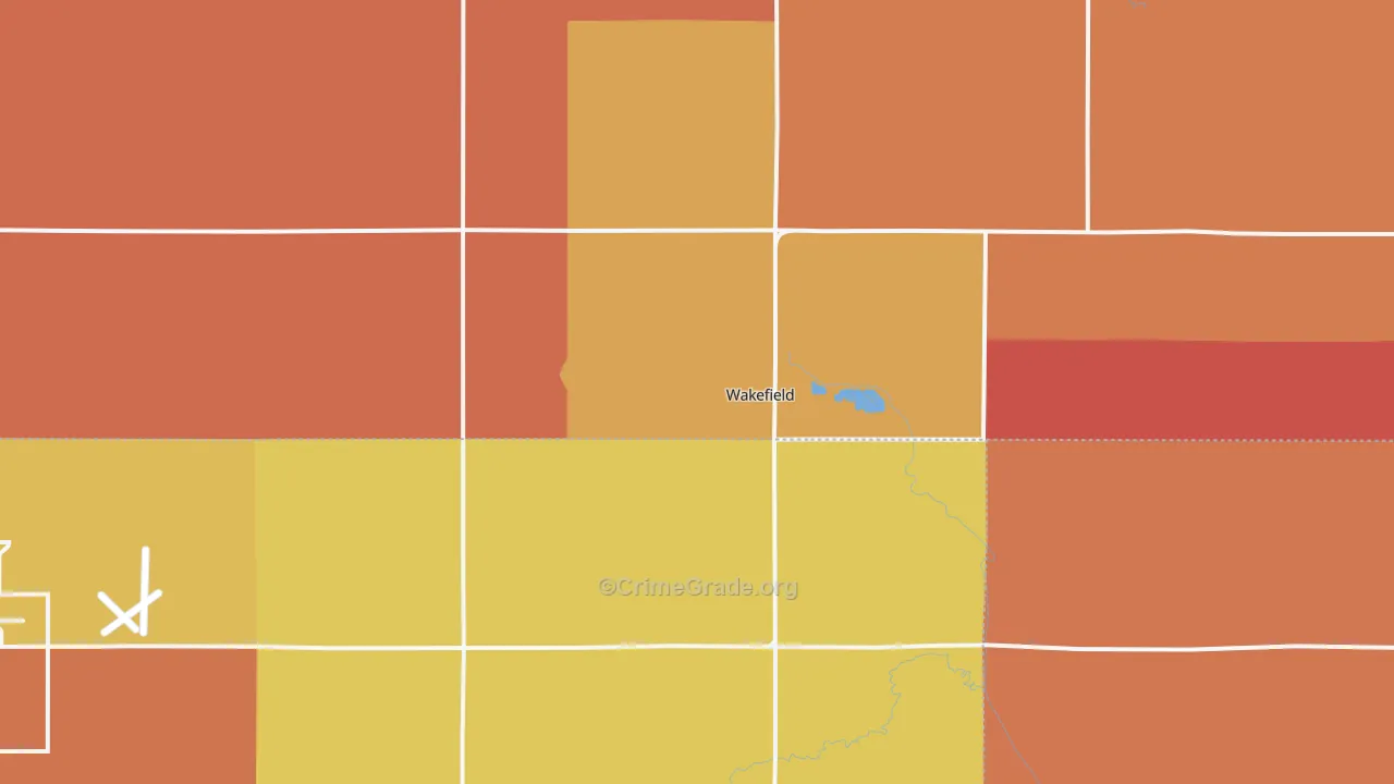 Wakefield, NE Map of Robbery Rates