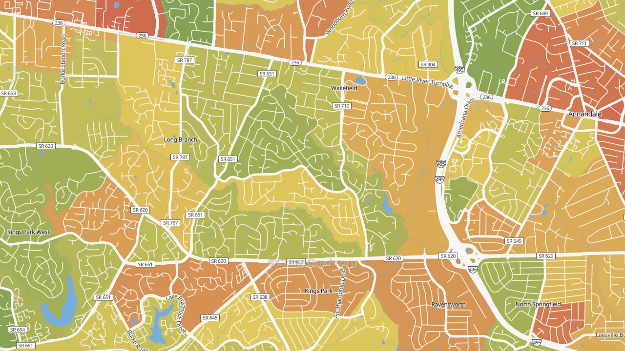 Wakefield Park, Annandale, VA Map of Robbery Rates