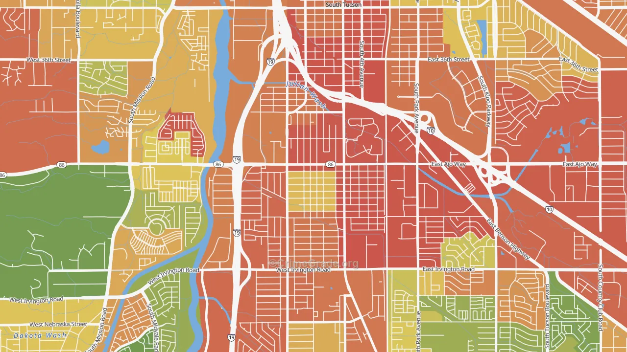 Wakefield, Tucson, AZ Map of Robbery Rates