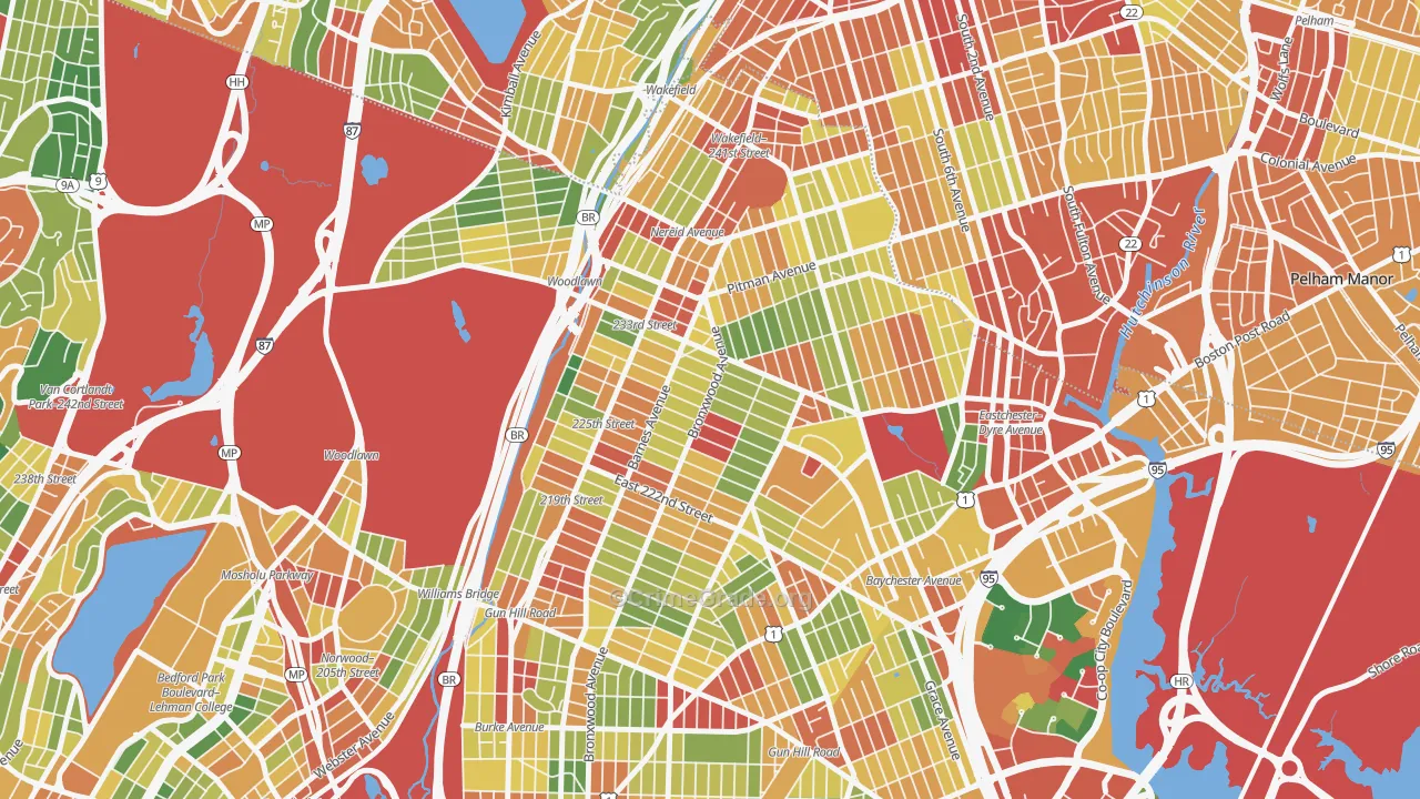 Wakefield-Williamsbridge, Bronx, NY Map of Robbery Rates