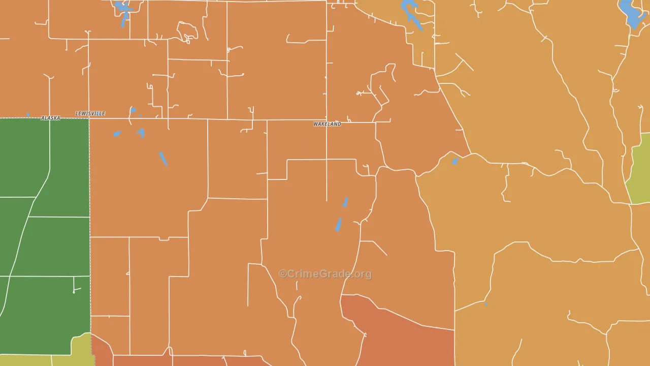 Wakeland, IN Map of Robbery Rates