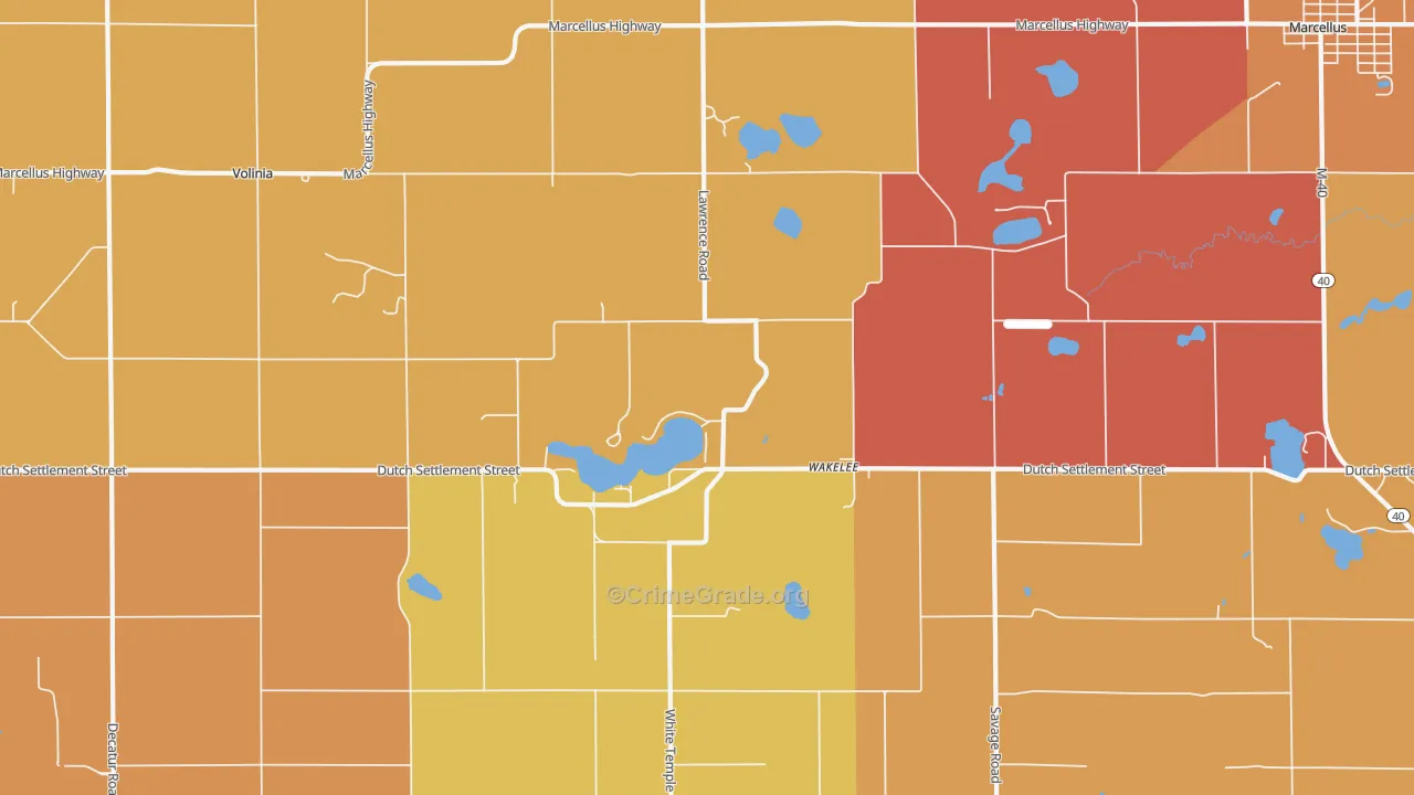 Wakelee, MI Map of Robbery Rates