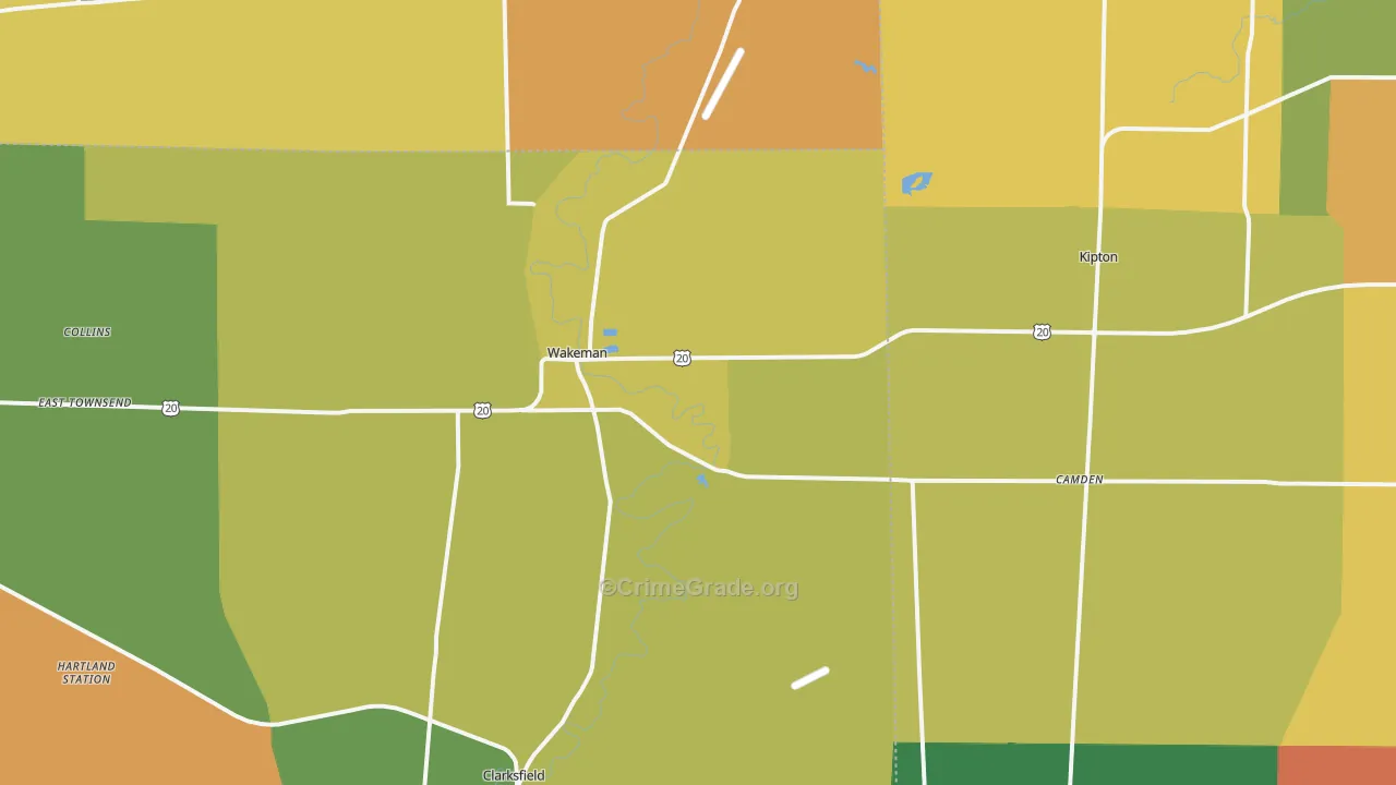 Wakeman, OH Map of Robbery Rates