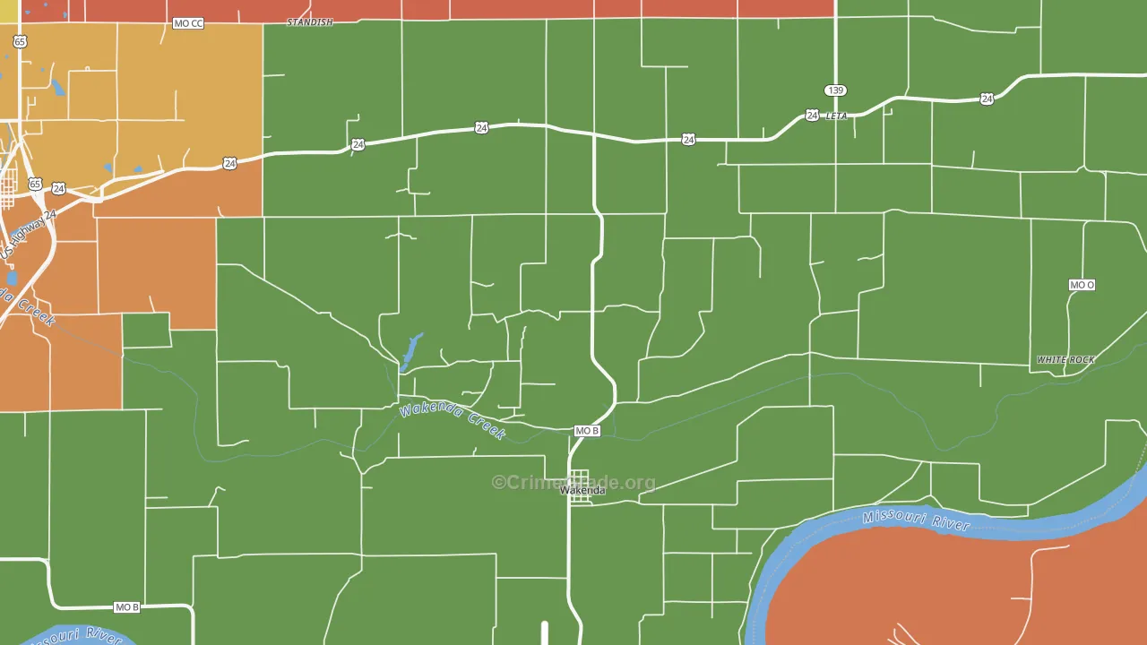 Wakenda, MO Map of Robbery Rates