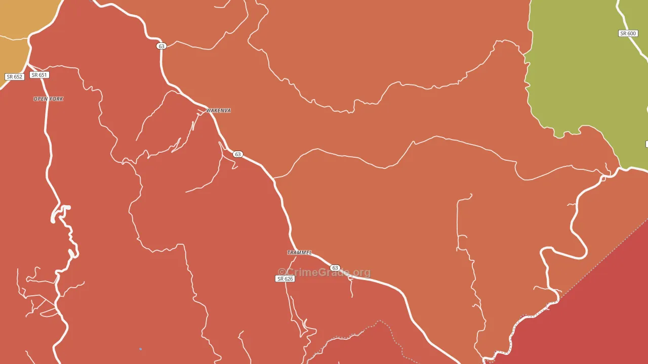 Wakenva, VA Map of Robbery Rates