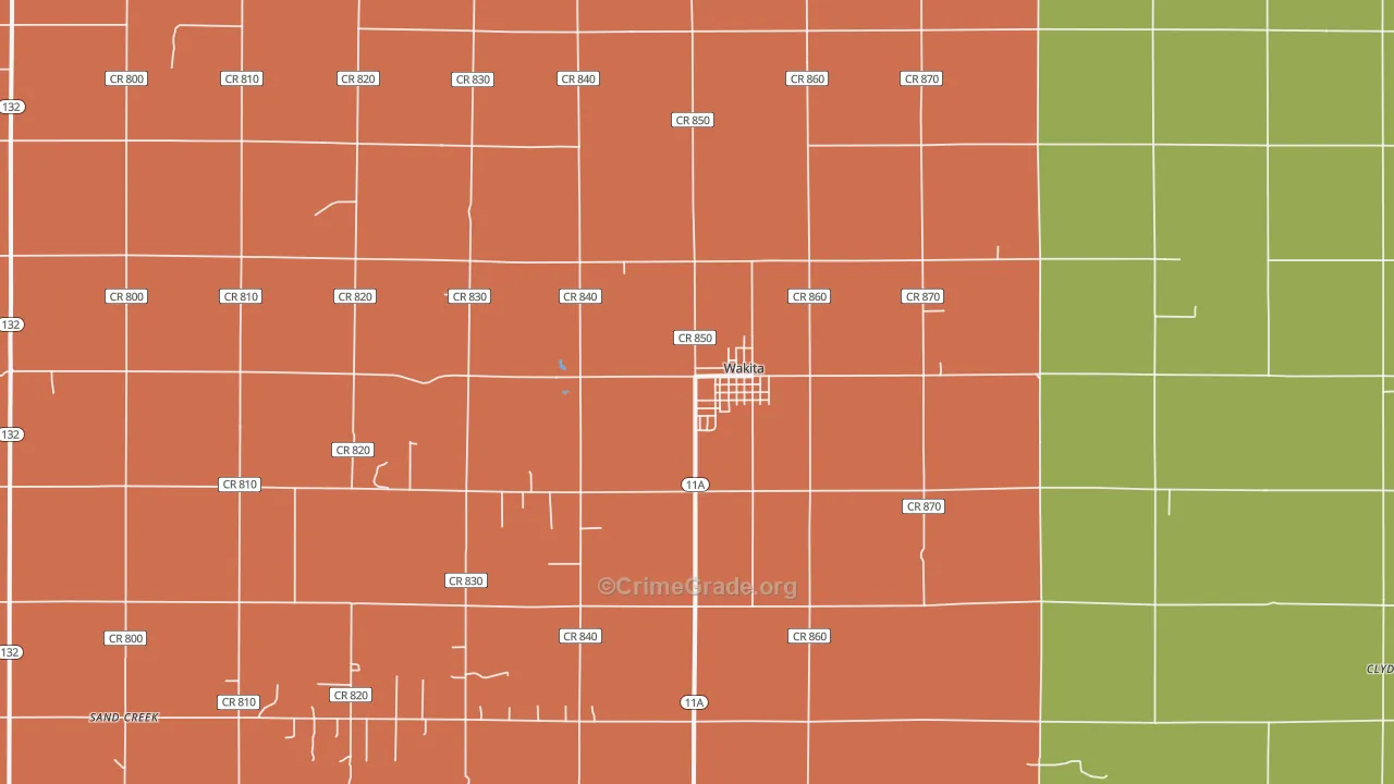 Wakita, OK Map of Robbery Rates
