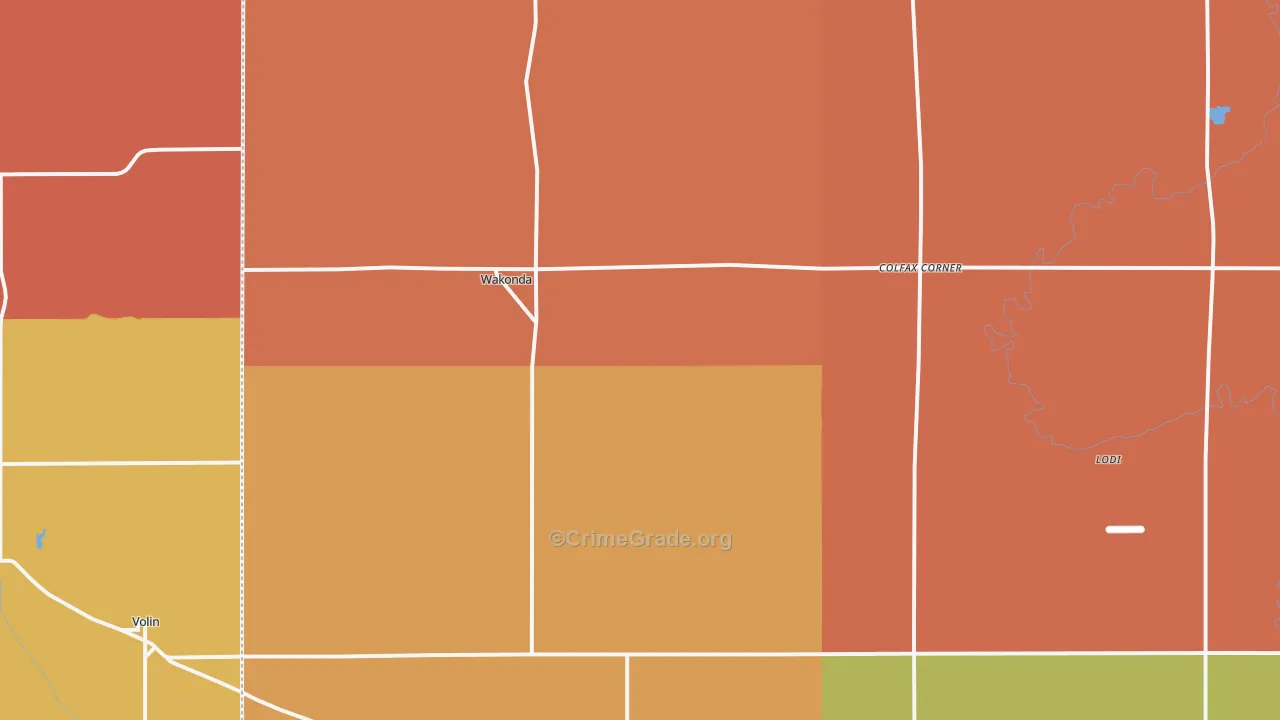 Wakonda, SD Map of Robbery Rates