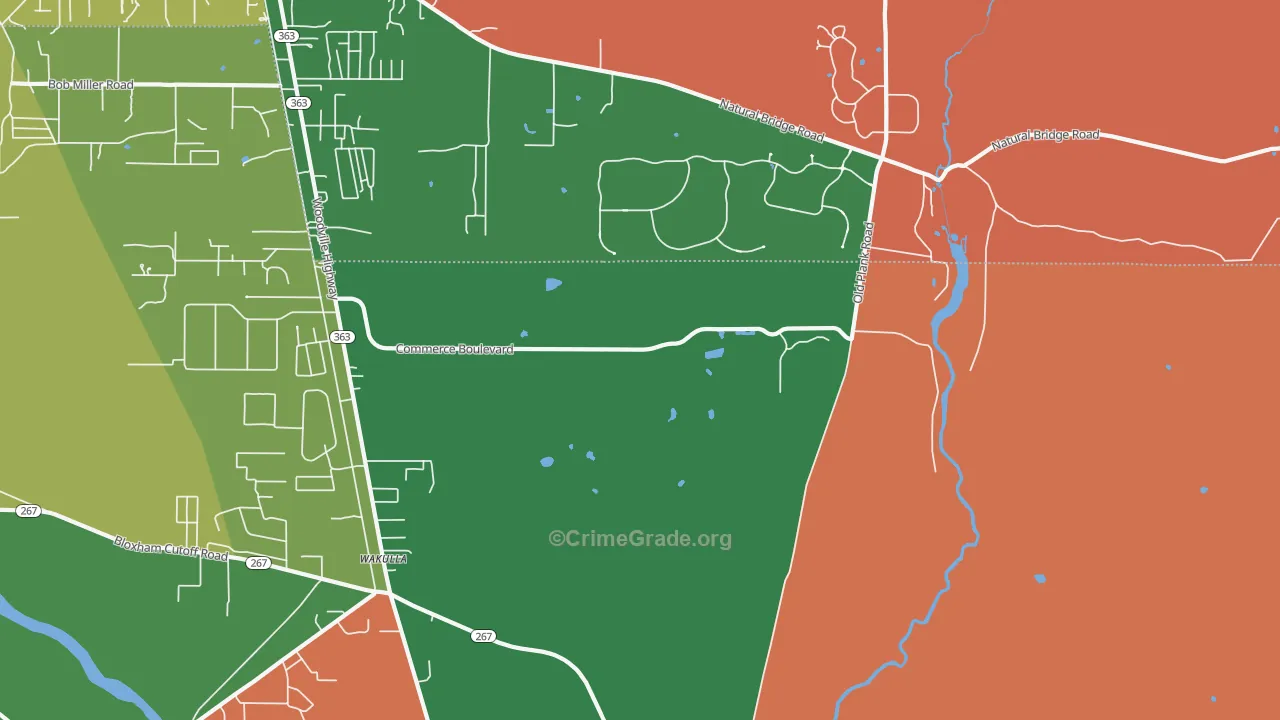 Wakulla, FL Map of Robbery Rates