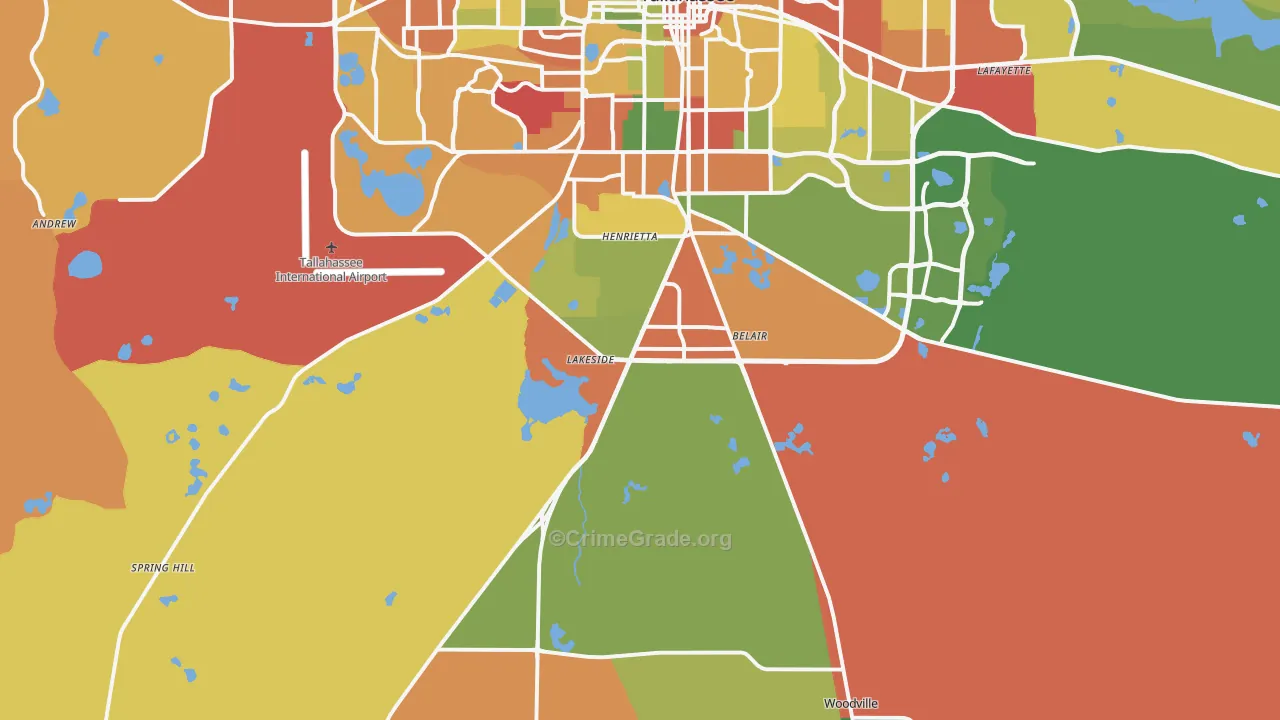 Wakulla Springs, FL Map of Robbery Rates